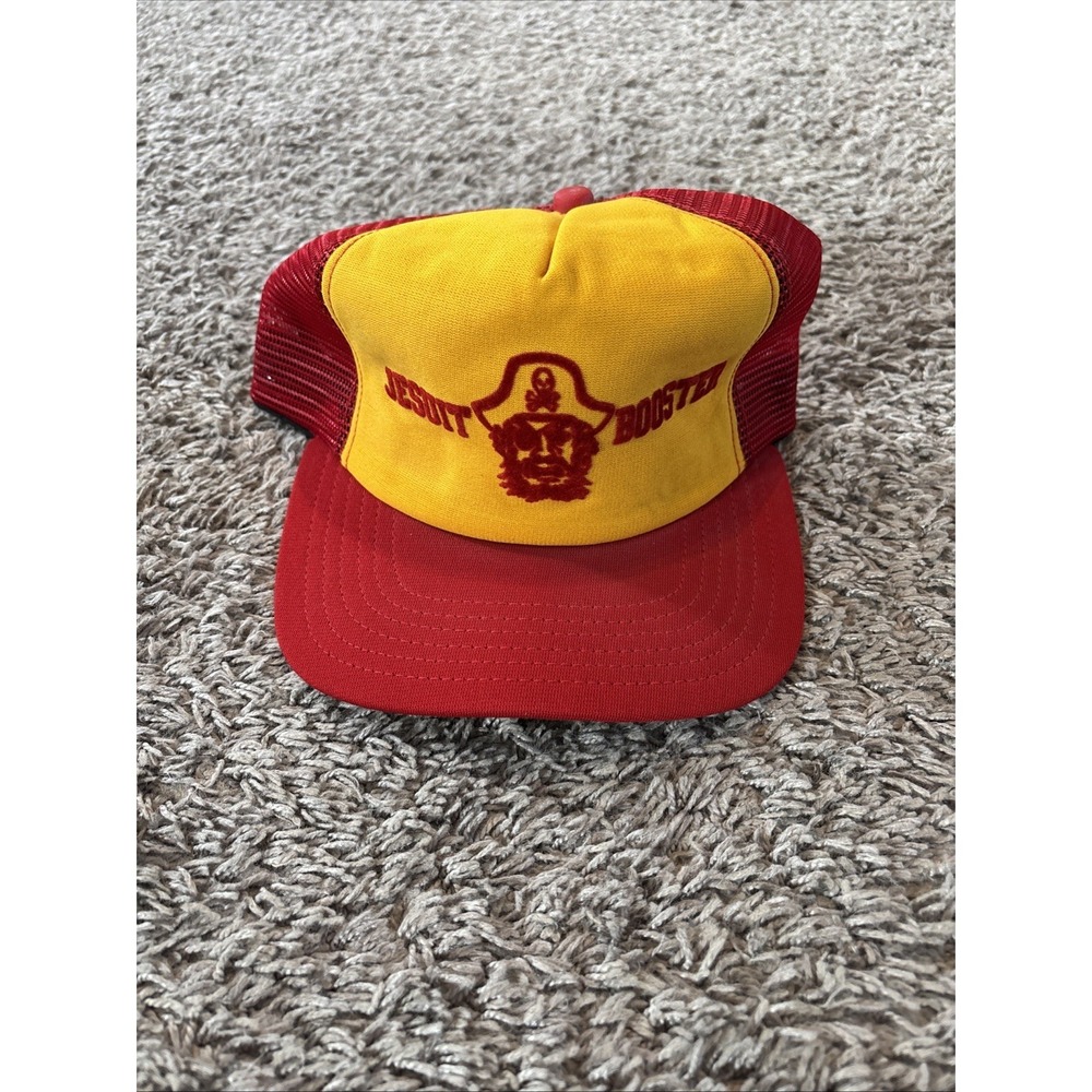 Vintage 80s New Era Trucker Hat‎ Cap Jesuit Booster Pirates Snapback
